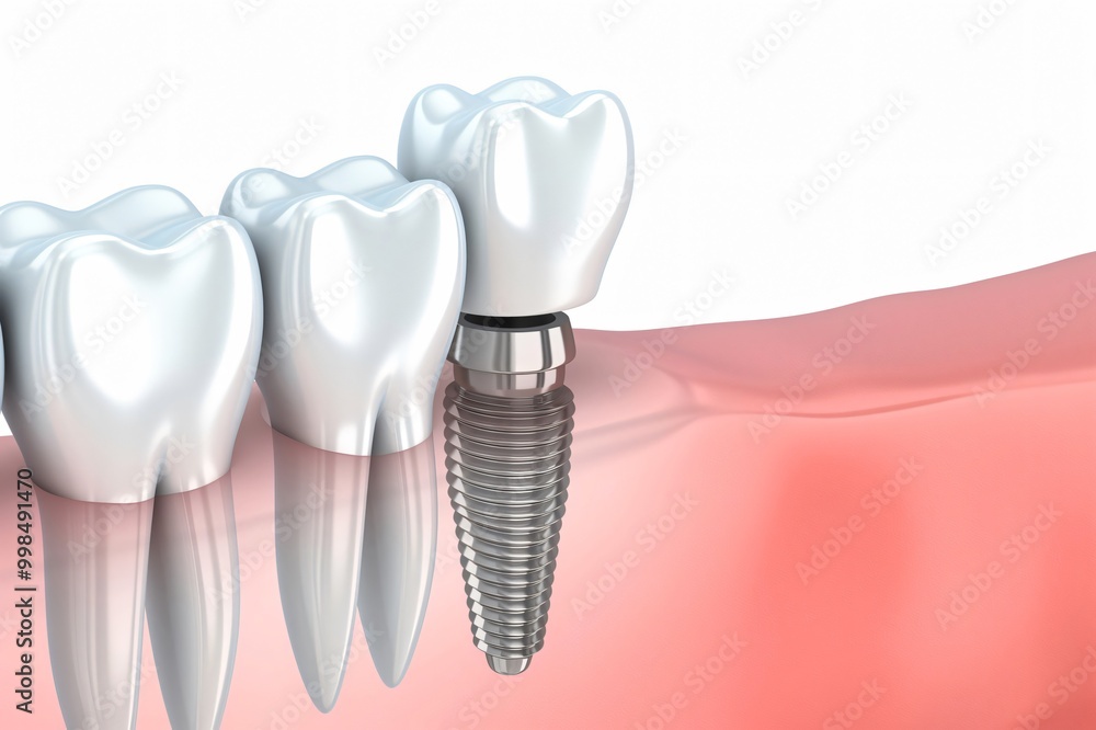 3d rendering shows a dental implant being placed in gums, highlighting modern dentistry and oral health 3d rendering shows a dental implant being placed in gums, highlighting modern dentistry and oral health