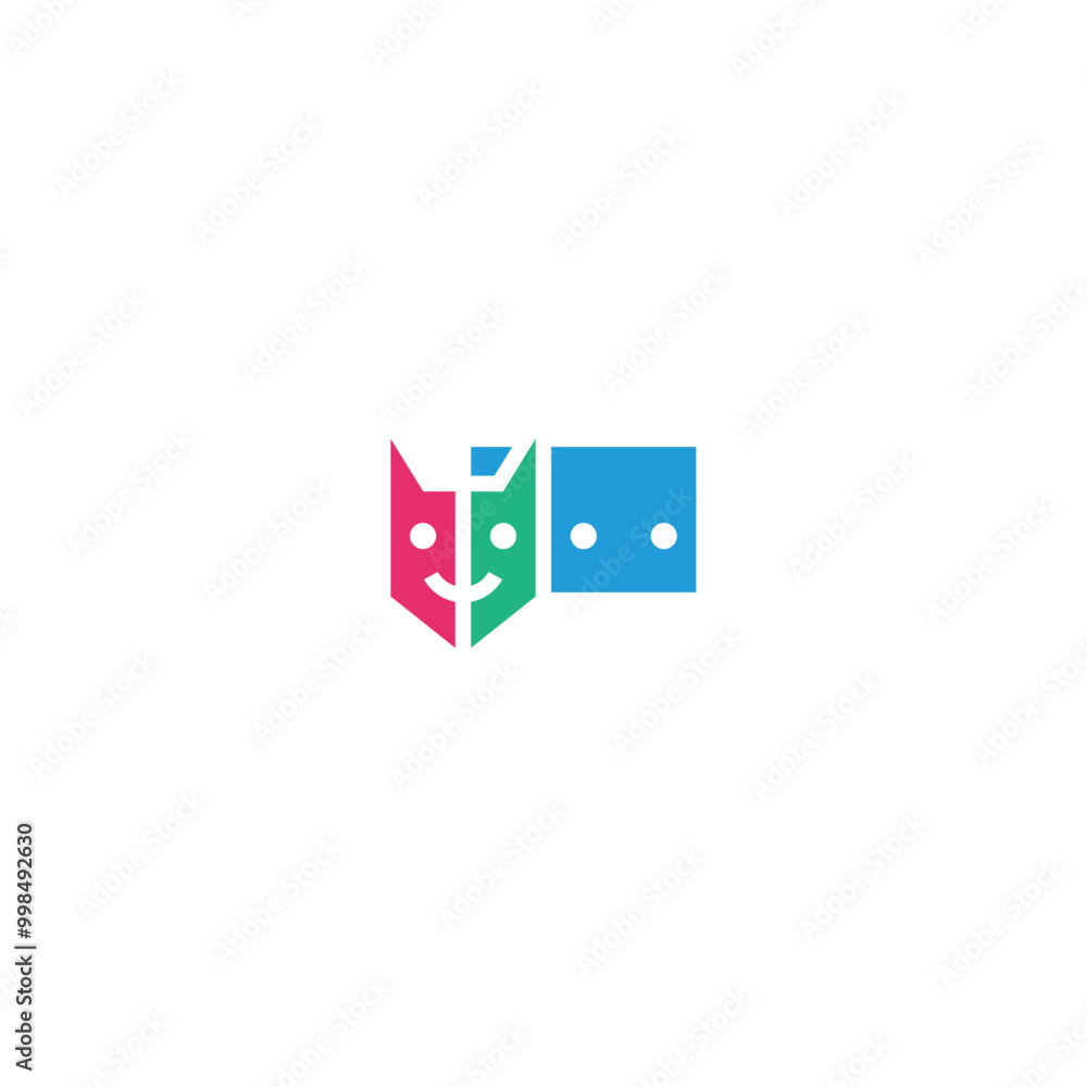 Fototapeta premium Cat bubble chat communication logo design.