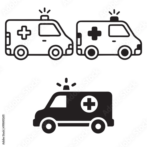 Ambulance Car icon vector set 