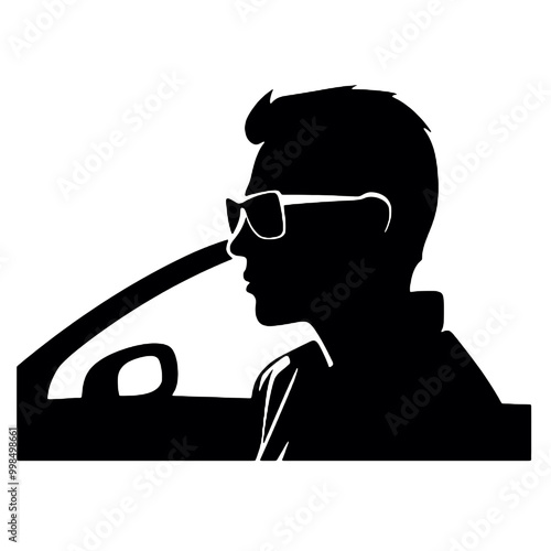 Driver Silhouette Vector Graphic – Ideal for Modern Transport Themes