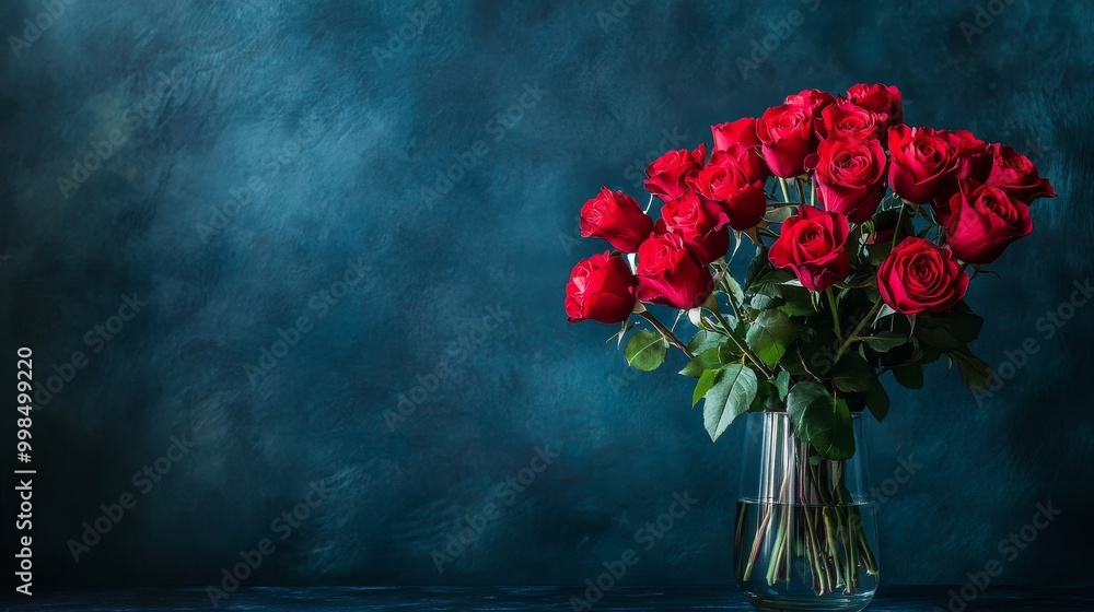 Fototapeta premium A bouquet of red roses HD 8K wallpaper stock photograph