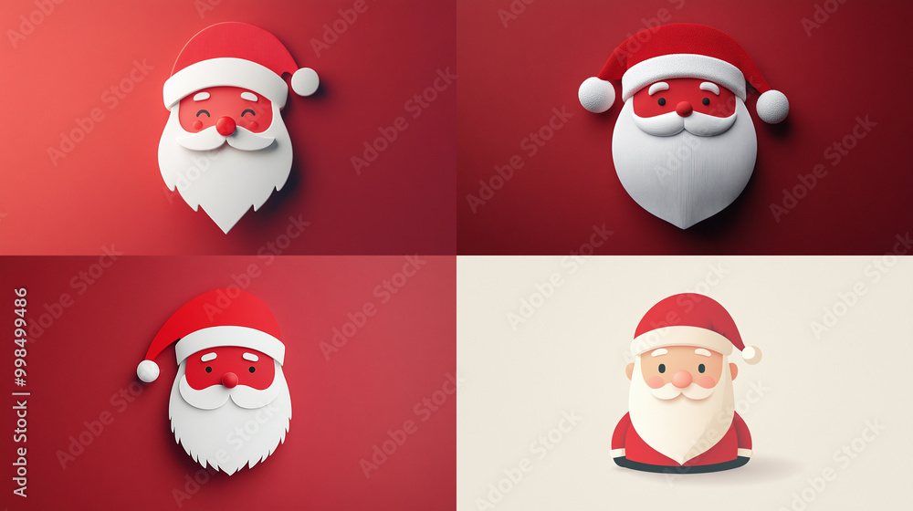 Four different santa claus with different expressions Four different santa claus with different expressions