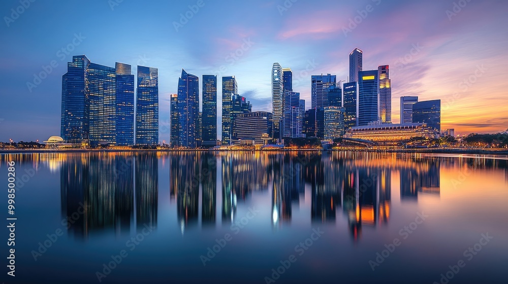 A serene skyline view captured at dusk, with soft lighting creating a calm and inviting atmosphere. A serene skyline view captured at dusk, with soft lighting creating a calm and inviting atmosphere.