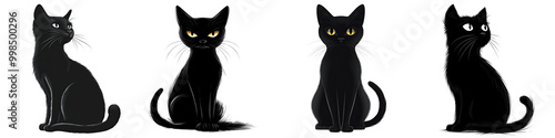 Black cat silhouette - Mysterious and sleek perfect for Halloween designs Isolated on Clear White Background Highly Detailed