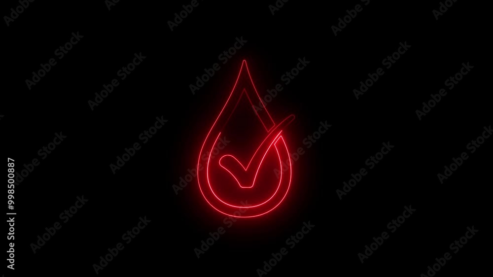 Blood drop and checkmark animated on black background. Blood drop and checkmark animated on black background.