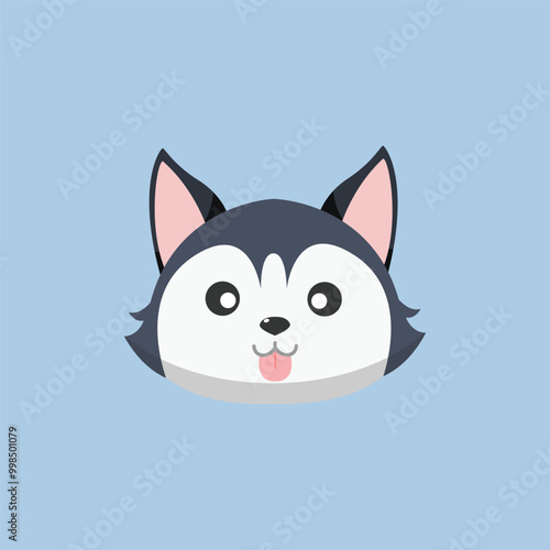 cute wolf head in flat vector design.