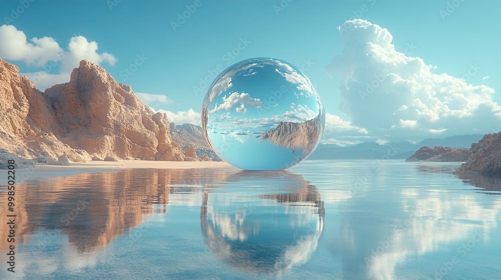 Surreal Landscape with a Reflective Sphere Surreal Landscape with a Reflective Sphere