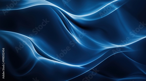 Wallpaper Mural A captivating abstract depiction of fluid blue waves with delicate light reflections creating a mesmerizing effect. Torontodigital.ca