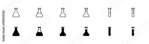 Laboratory flask icon set. Lab beaker vector. Laboratory glassware tube