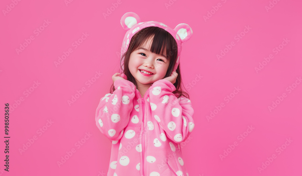 Portrait of a little asian girl in cute pajamas Portrait of a little asian girl in cute pajamas