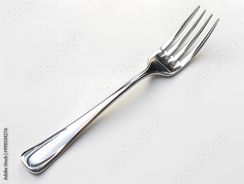 Elegant Silver Fork on a White Background for Dining and Tableware