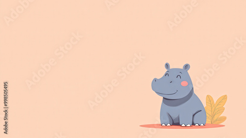 Cartoon-style baby hippo winking photo