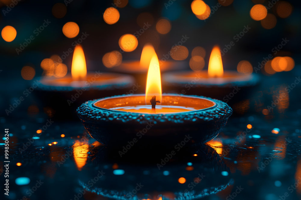 Peaceful Diya Lamps Lit for Traditional Cultural Celebrations Peaceful Diya Lamps Lit for Traditional Cultural Celebrations
