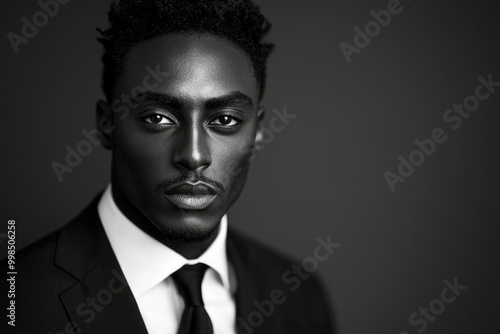 Close-up Portrait of a Black Man in a Suit and Tie