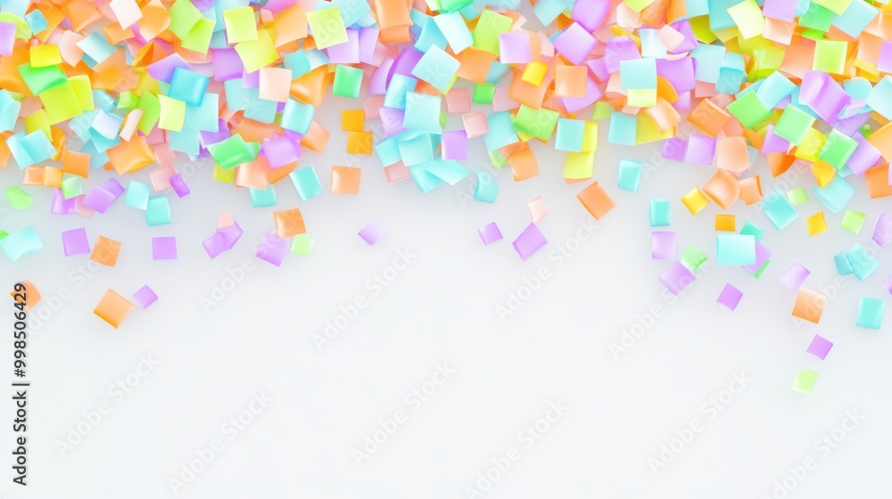 A colorful fall of confetti on a white background. Celebration and party. A colorful fall of confetti on a white background. Celebration and party.