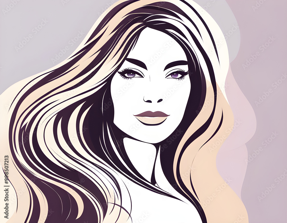 Woman with long hair Beautiful woman Illustration background Woman with long hair Beautiful woman Illustration background