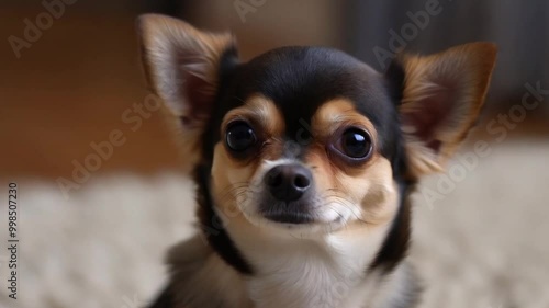 a cute chi hua hua dog is looking at the camera photo