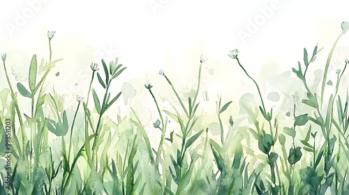 Soft green watercolor wash background resembling grass or foliage