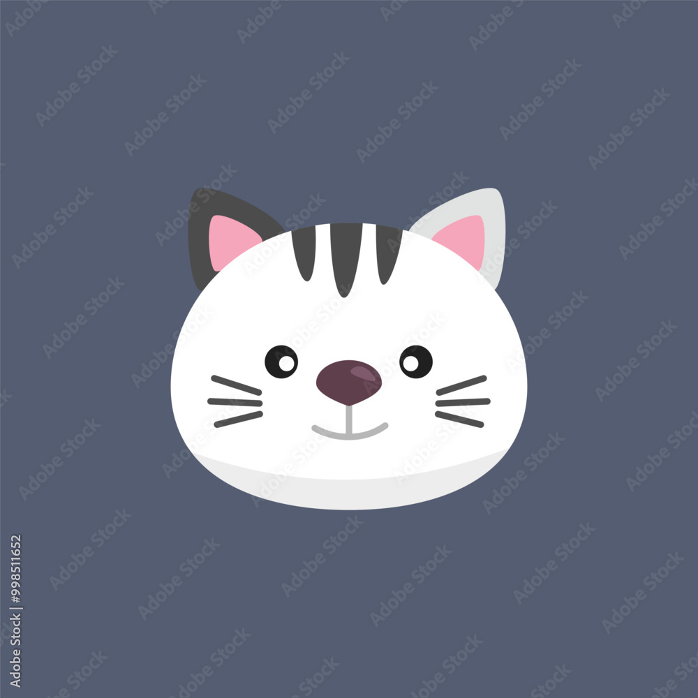 Fototapeta premium white cat head in flat vector design.