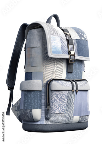 Modern office backpack design with unique patchwork style