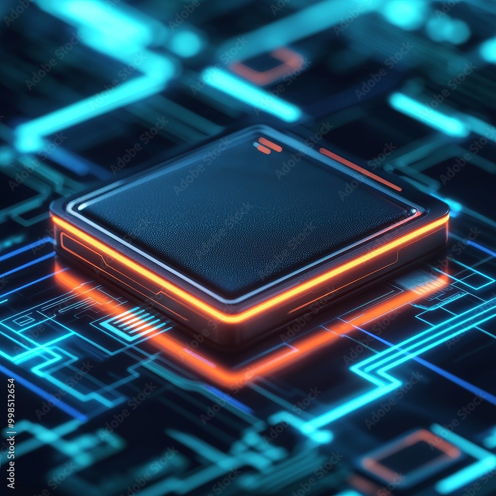 A close-up view of a microchip surrounded by glowing circuits, symbolizing technology and innovation in the digital age. A close-up view of a microchip surrounded by glowing circuits, symbolizing technology and innovation in the digital age.