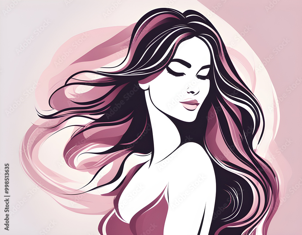 Woman with long hair Beautiful woman Illustration background Woman with long hair Beautiful woman Illustration background