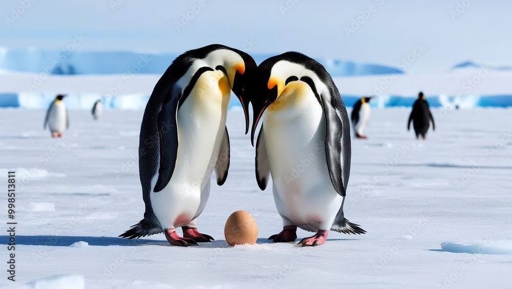 Obraz premium two penguins on the snow