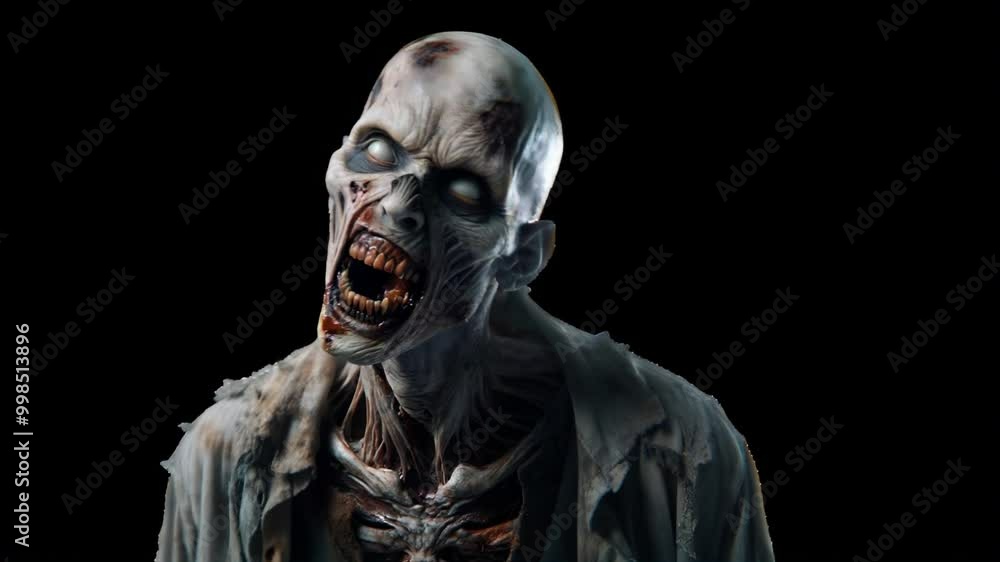 Screaming Zombie with Terrifying Teeth for Horror and Halloween Themes Screaming Zombie with Terrifying Teeth for Horror and Halloween Themes