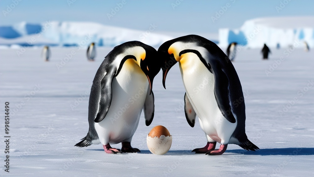 Obraz premium two penguins on the snow