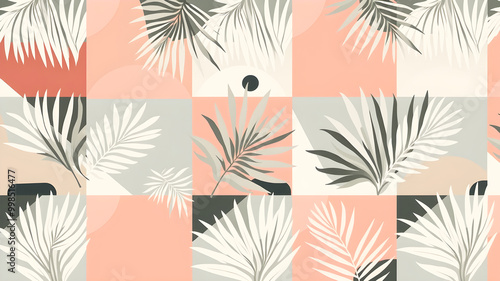 Seamless pattern with palm leaves. Vector illustration in flat style