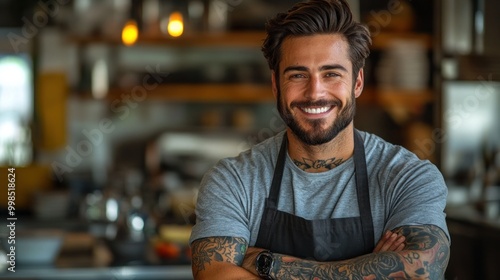 Smiling Chef in Kitchen