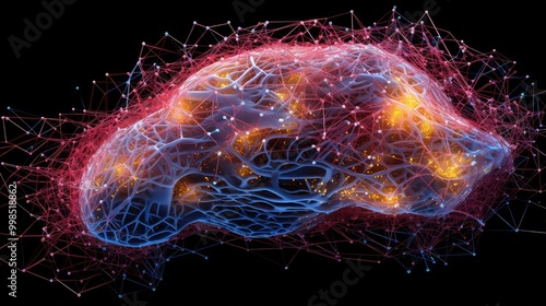 Human brain showing Intelligent thinking processing through the concept of a neural network