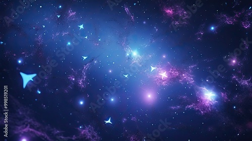 Purple and blue stars in a space background 