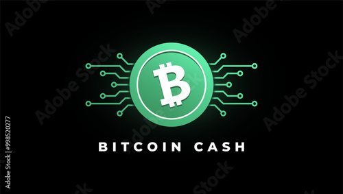 Bitcoin Cash (BCH) cryptocurrency logo vector illustration for background or banner.