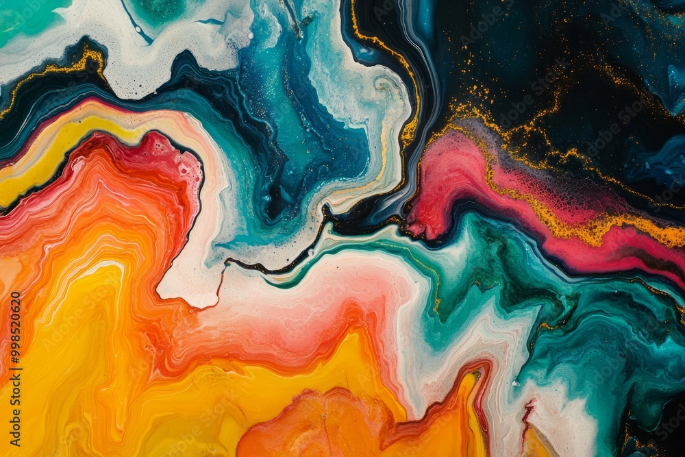 Vibrant Fluid Art: A Journey Through Teal, Orange, and Gold Swirls Vibrant Fluid Art: A Journey Through Teal, Orange, and Gold Swirls