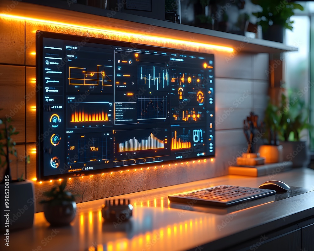 Futuristic smart home control panel of home appliances, sleek and ...