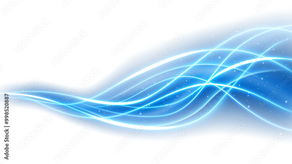 Abstract Blue Wavy Line of Light Isolated on White Background, Vector Illustration Abstract Blue Wavy Line of Light Isolated on White Background, Vector Illustration