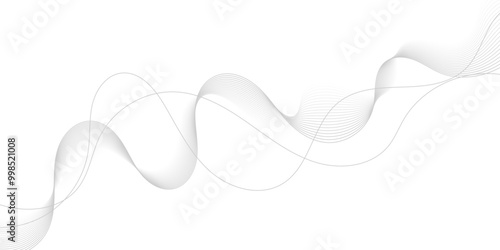 Gray wave curve lines abstract background with flowing particles. Digital energy waves technology concept. Modern backdrop design for business, presentation, banner.