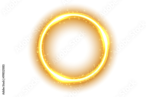 Gold Ring Light Effect Isolated on White Background, Vector Illustration