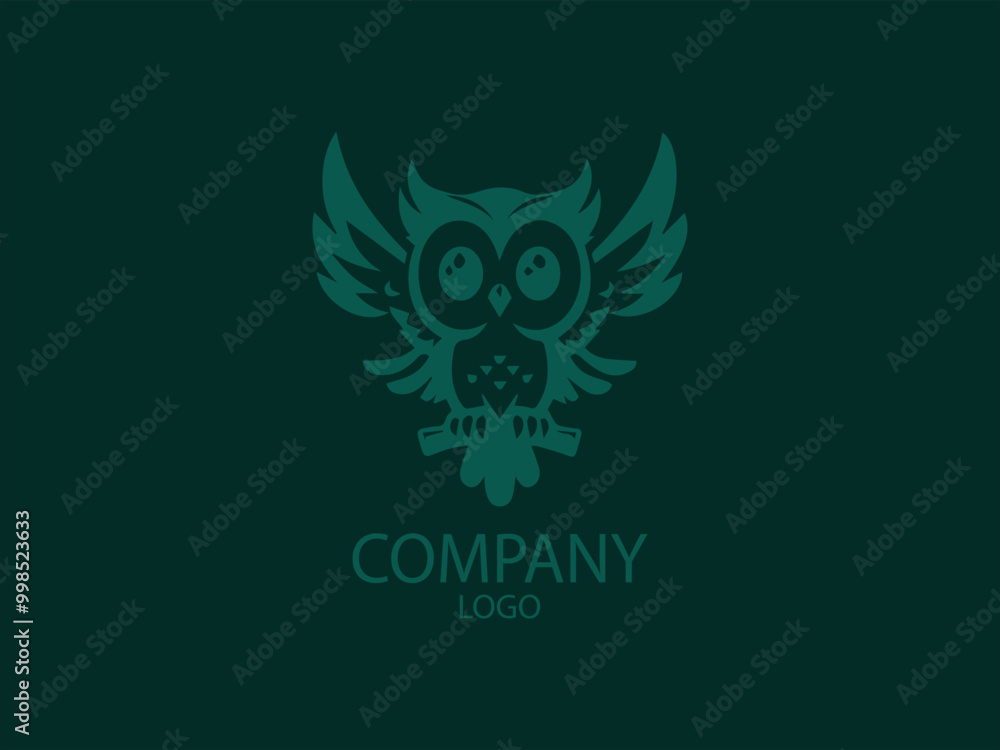 Fototapeta premium Vector Logo of a Cute Cartoon Owl, the Smart One Flying High, Illustration of an Owl Flying, an Excited Ghost in the Air