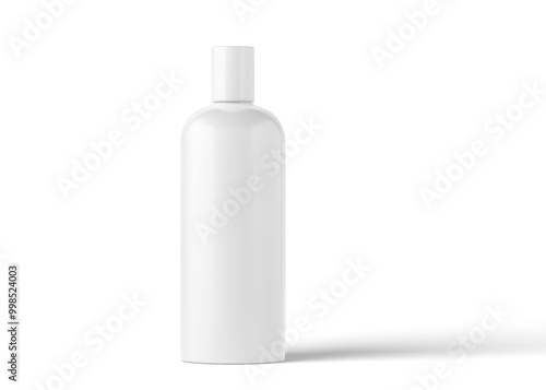 Cosmetic bottle without label, plastic bottle with dispenser mockup for liquid soap, shampoo, shower gel, lotion, body milk isolated on white background.