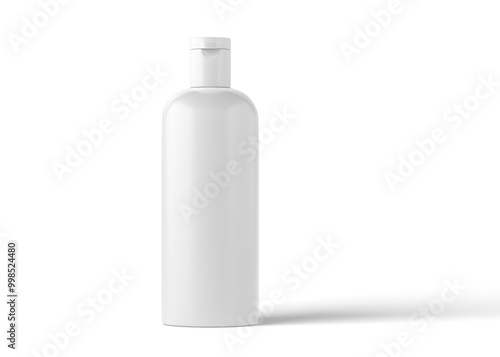 Cosmetic bottle without label, plastic bottle with dispenser mockup for liquid soap, shampoo, shower gel, lotion, body milk isolated on white background.