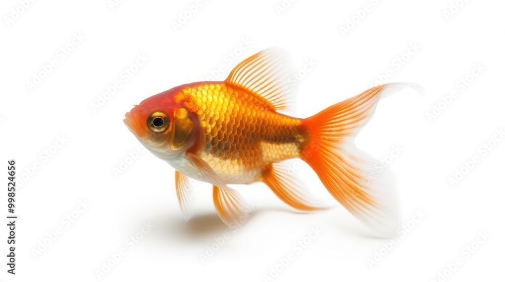A Striking Goldfish Against a White Background A Striking Goldfish Against a White Background