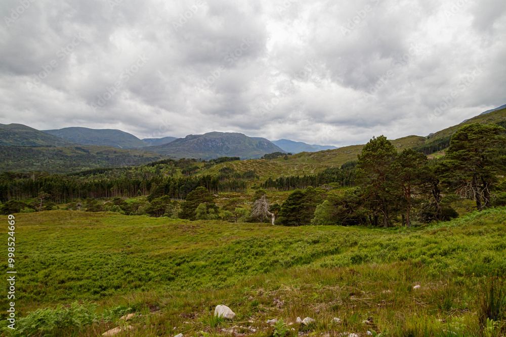 Hiking route across Carn Eighe, Glen Affric Scottish highlands