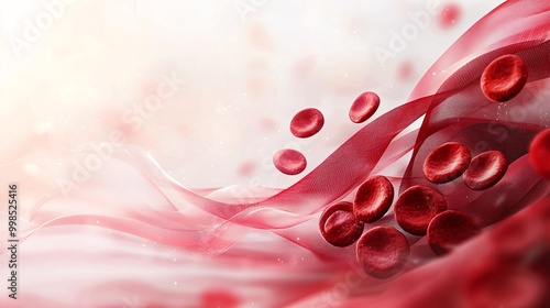 Abstract Artistic Representation of Red Blood Cells Flowing Through Veins with Soft Light and Fluid Motion