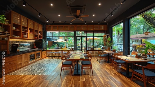 Wallpaper Mural Cozy Modern Restaurant Interior with Natural Light Torontodigital.ca