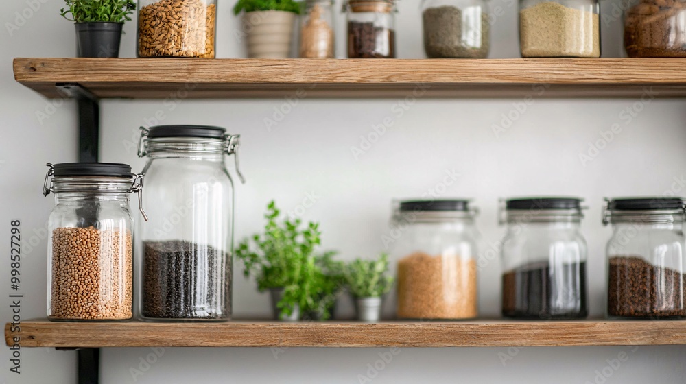 Industrial Spice Rack Storage - Organized Metal Shelves with Vintage Containers and Exposed Pipes in a Rustic Kitchen Setting Industrial Spice Rack Storage - Organized Metal Shelves with Vintage Containers and Exposed Pipes in a Rustic Kitchen Setting