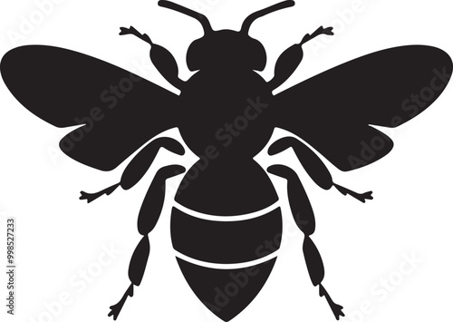 bee silhouette vector style with white background