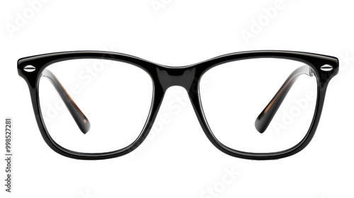 Classic black eyeglasses resting on a clean surface, showcasing timeless style and elegance