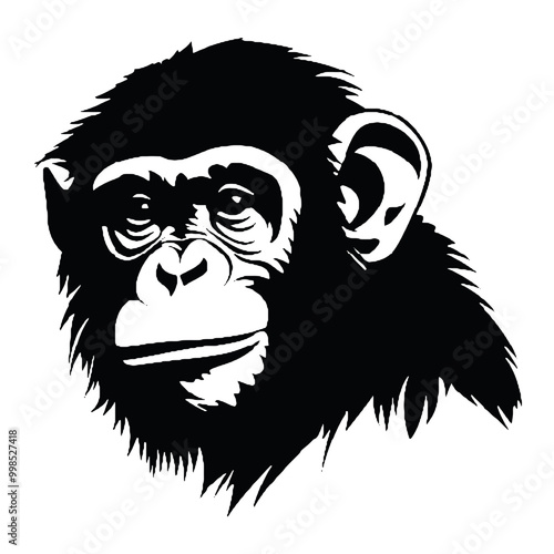 Stylized Chimpanzee Silhouette Vector – Ideal for Custom Graphic Designs